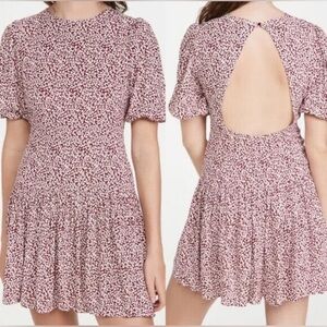 Free People Dancing in the Dark Open‎ Back Floral Mini Dress in Brick Red - S